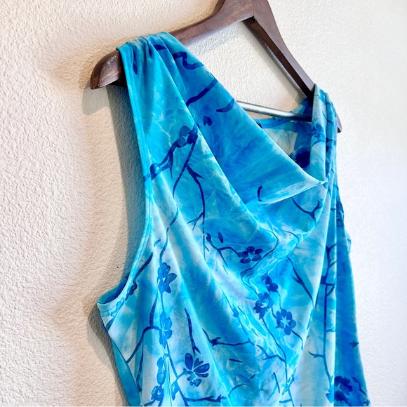 Sami & Jo Womens L Blue Floral Cowl Neck Sleeveless Top Fairy Whimsigoth Y2K - Picture 2 of 9